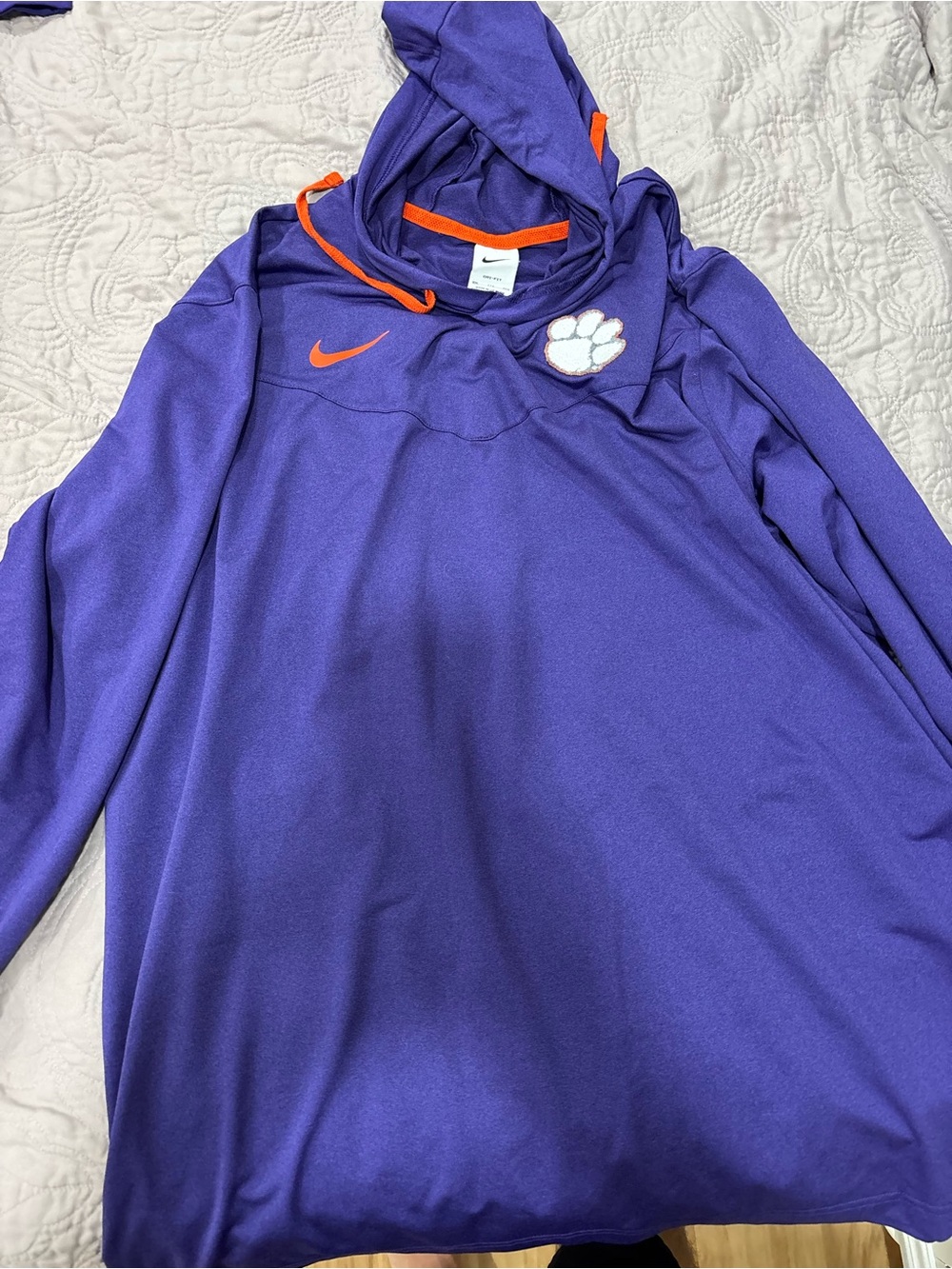 Clemson Nike Purple Hoodie with Orange Accents and Paw Logo